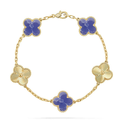[Avelora]LUCKY CLOVER 5-MOTIF BRACELET - BLUE LARIMAR COLLECTION