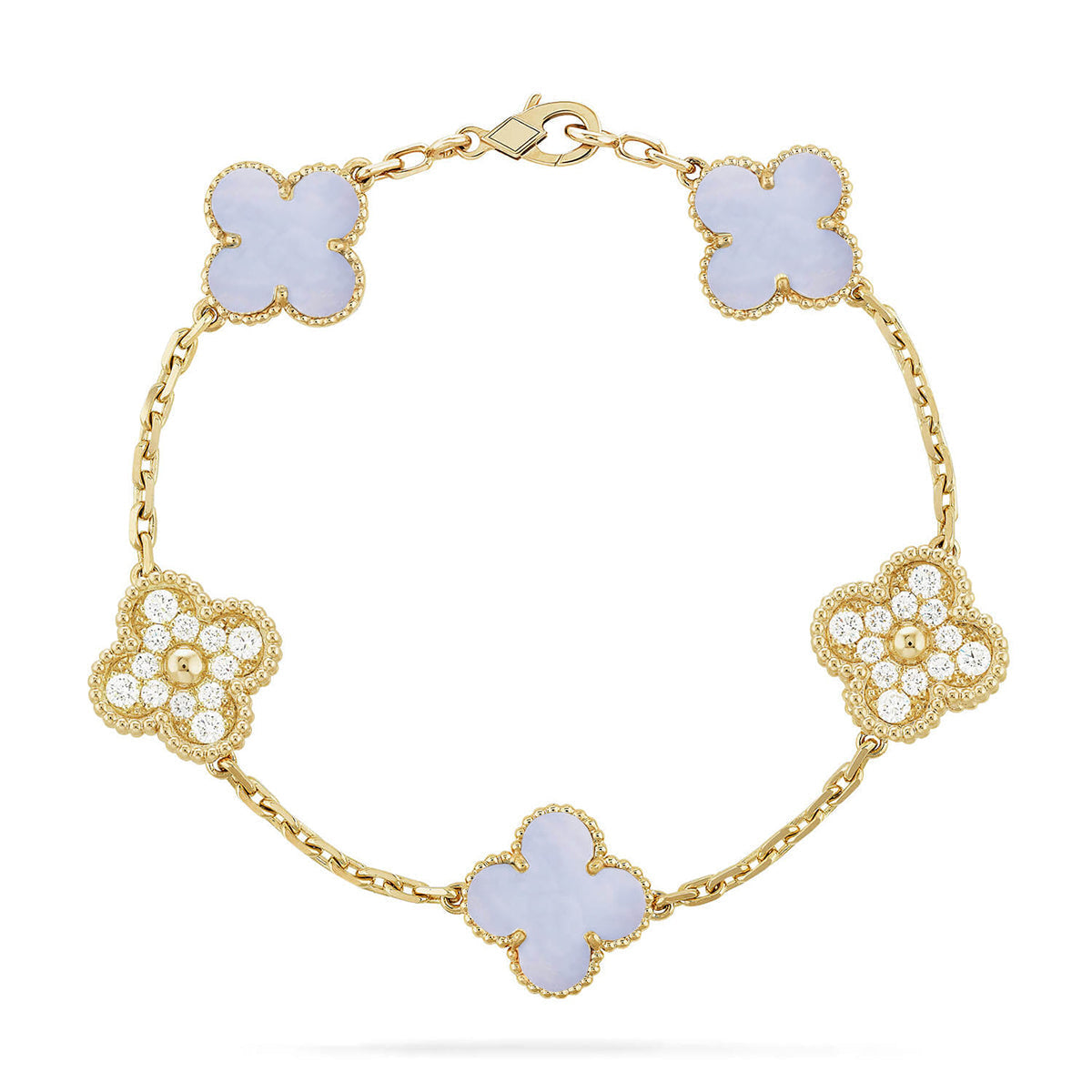 [Avelora Jewelry ] CLOVER 5 MOTIF PURPLE CHALCEDONY BRACELET COLLECTION