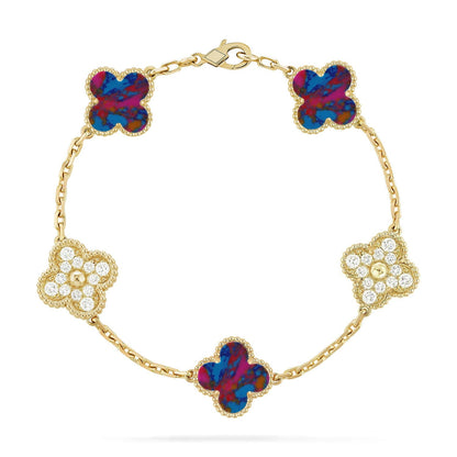[Avelora]LUCKY CLOVER 5-MOTIF BRACELET - MULTI-GEM COLLECTION