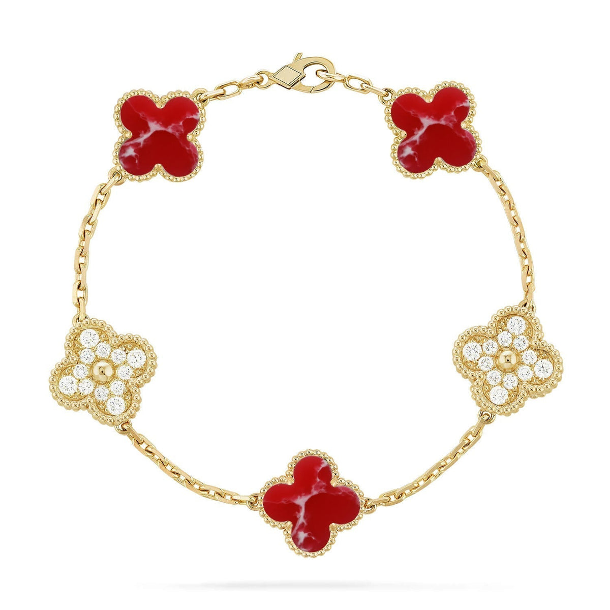[Avelora Jewelry ]CLOVER 5 MOTIF RED PATTERN BRACELET COLLECTION