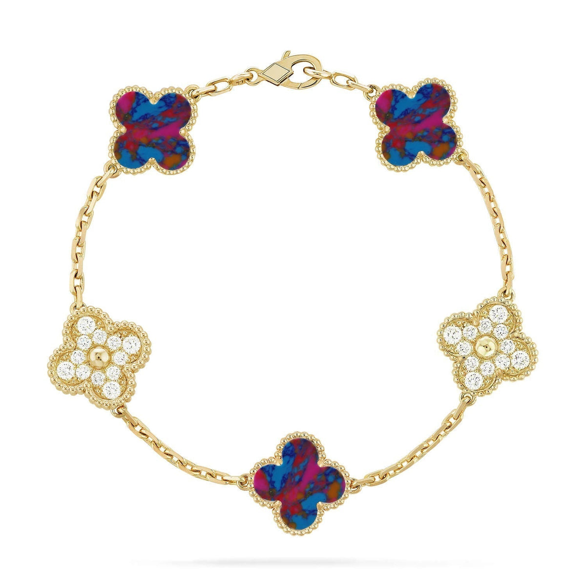 [Avelora Jewelry ]CLOVER 5 MOTIF COLOR GEMSTONES BRACELET COLLECTION