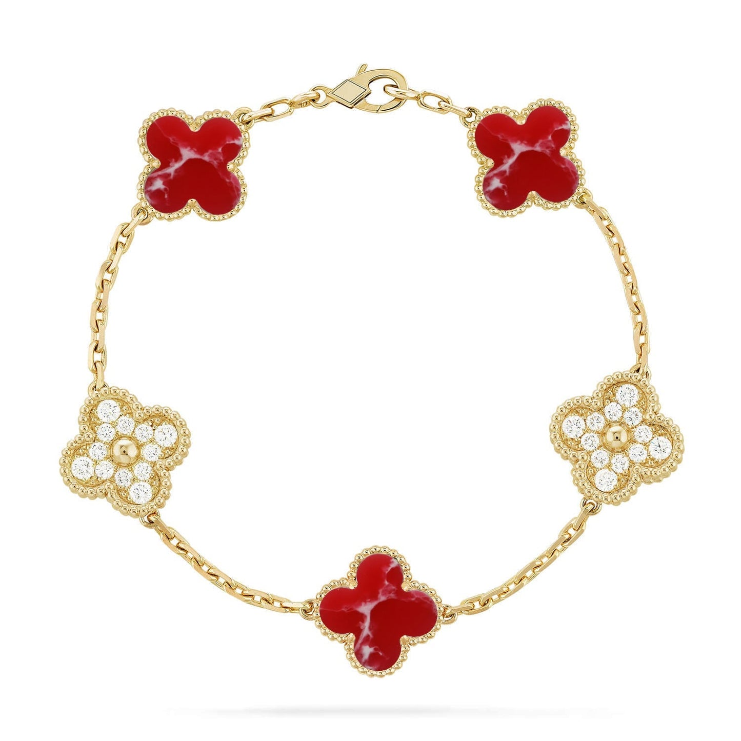 [Avelora]LUCKY CLOVER 5-MOTIF BRACELET - RED LARIMAR COLLECTION