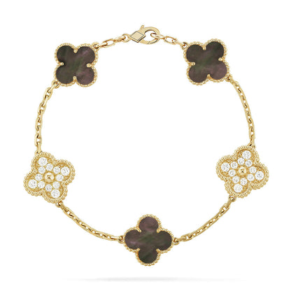 [Avelora]LUCKY CLOVER 5-MOTIF BRACELET - GREY MOTHER-OF-PEARL COLLECTION