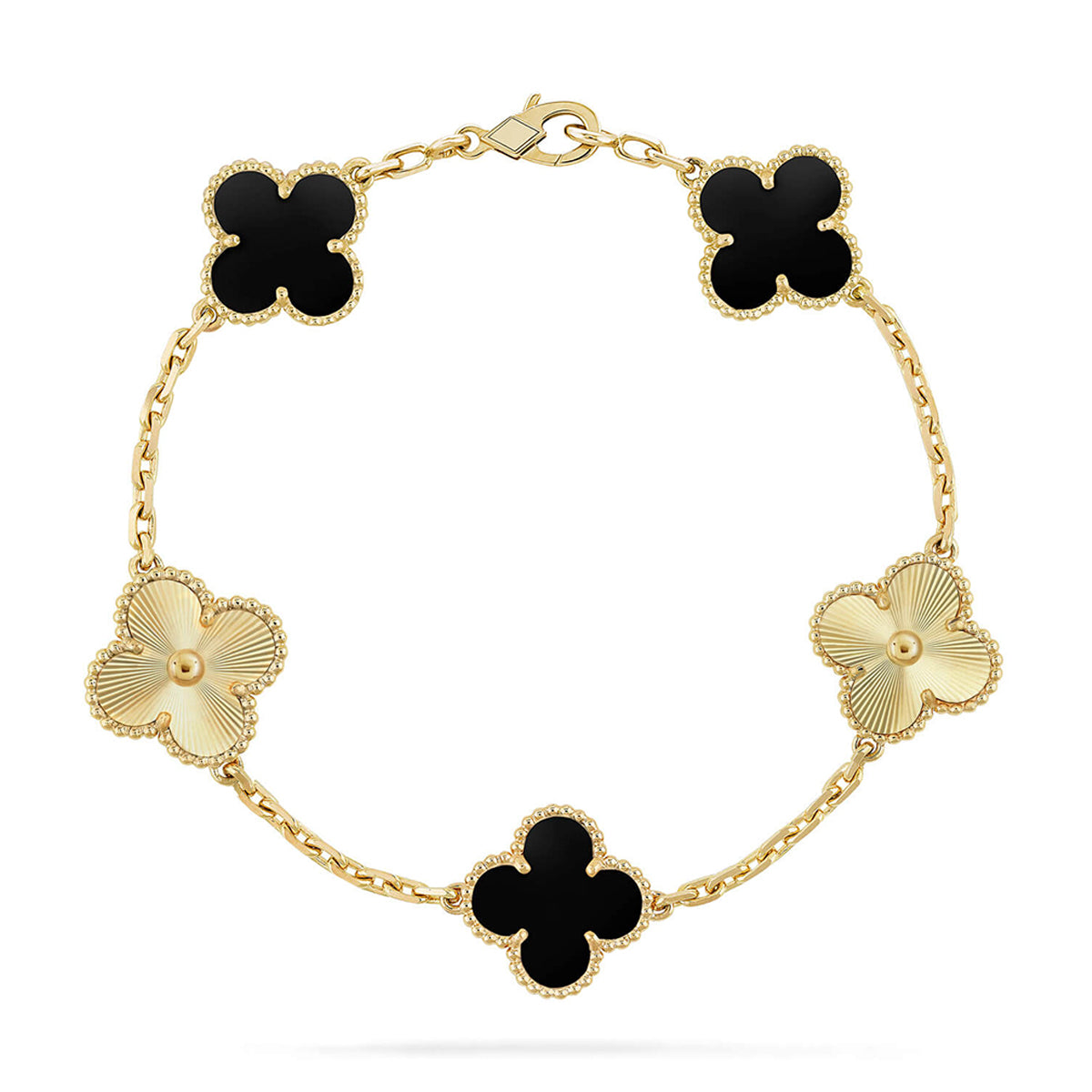 [Avelora]LUCKY CLOVER 5-MOTIF BRACELET - BLACK OXNY COLLECTION