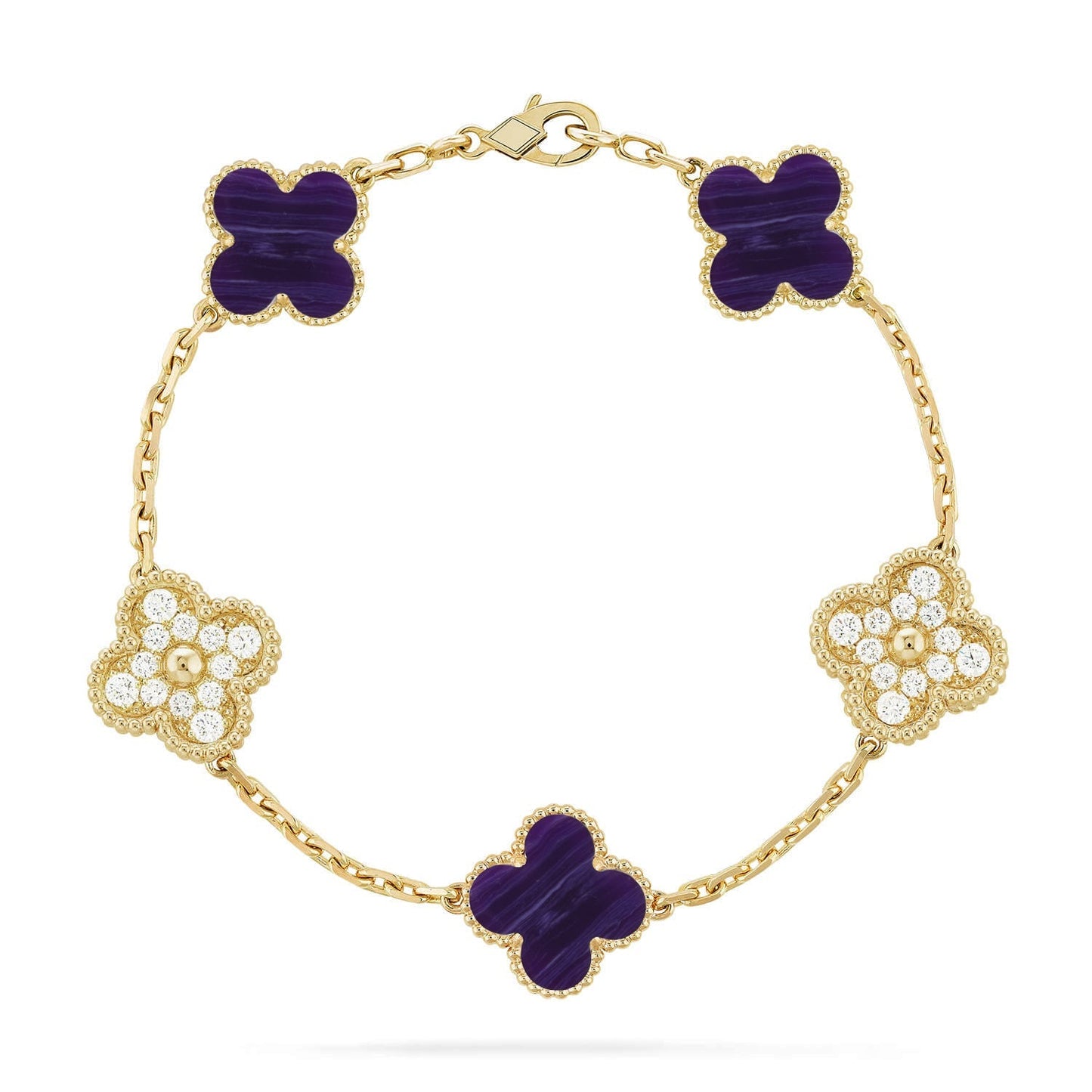 [Avelora]LUCKY CLOVER 5-MOTIF BRACELET - CHAROITE COLLECTION