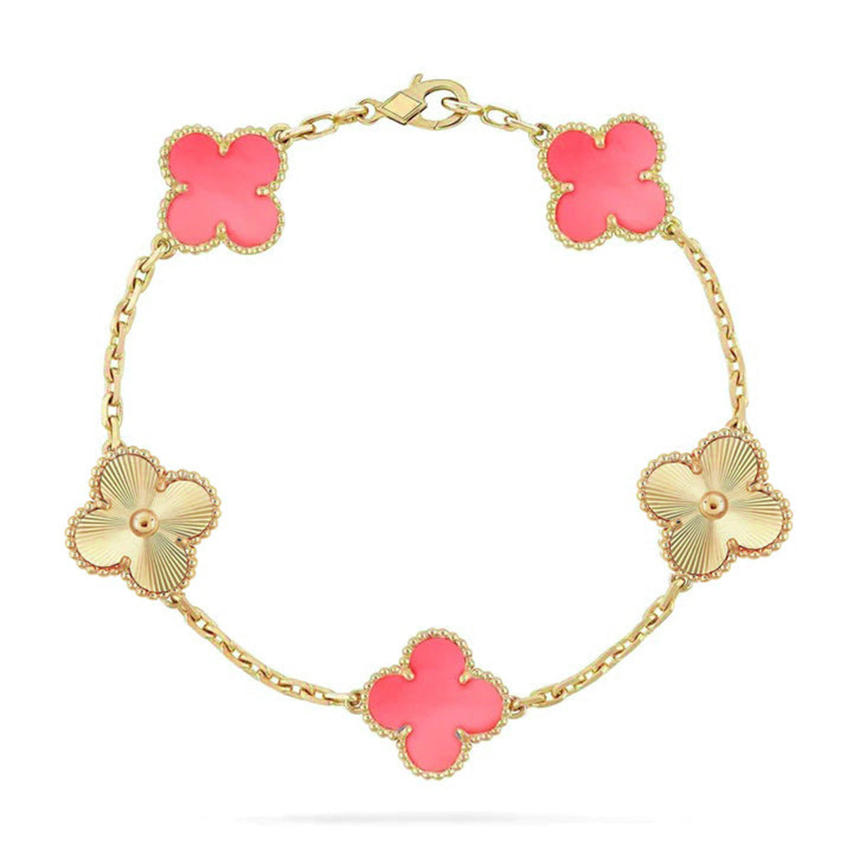 [Avelora]LUCKY CLOVER 5-MOTIF BRACELET - PINK MOTHER-OF-PEARL COLLECTION