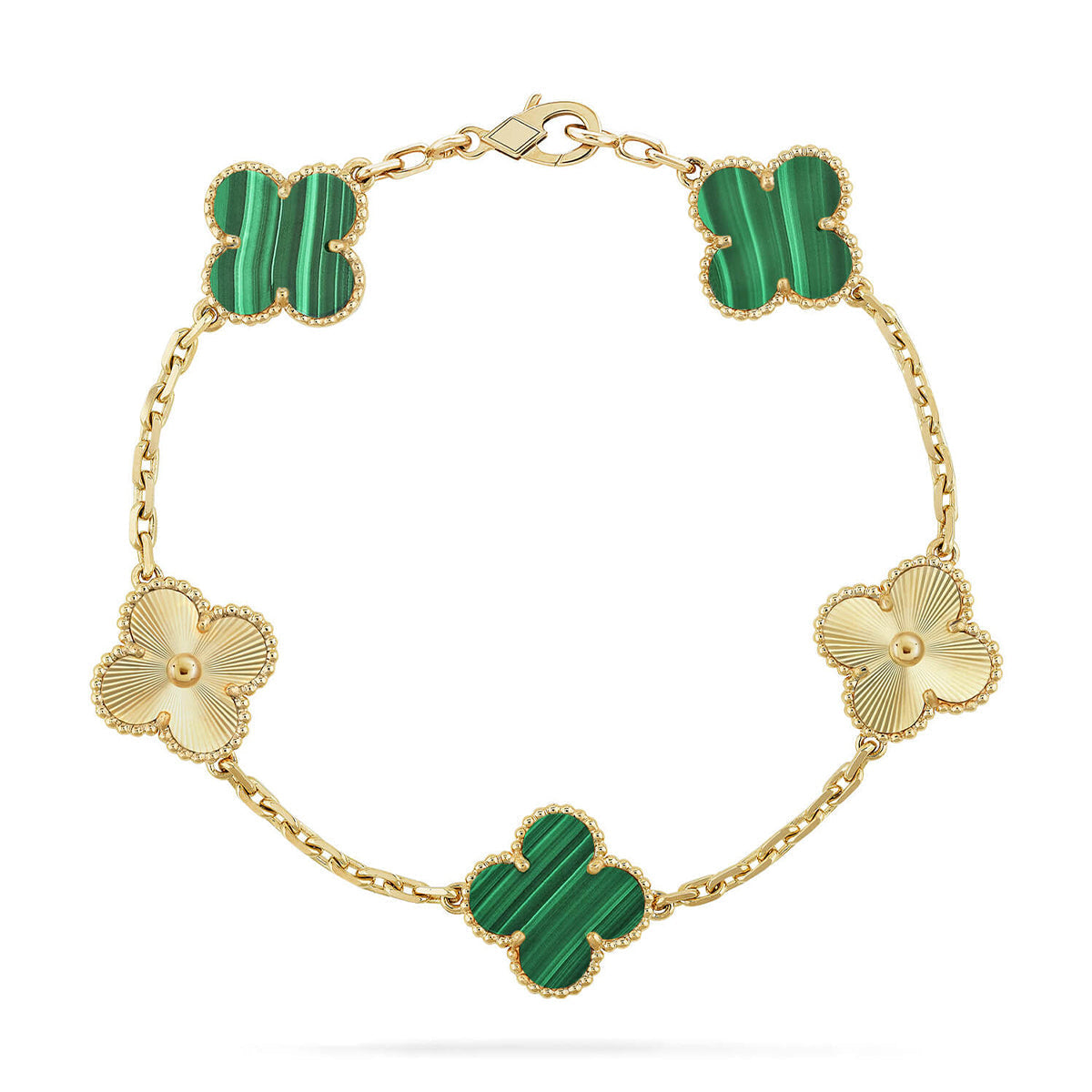 [Avelora]LUCKY CLOVER 5-MOTIF BRACELET - MALACHITE COLLECTION