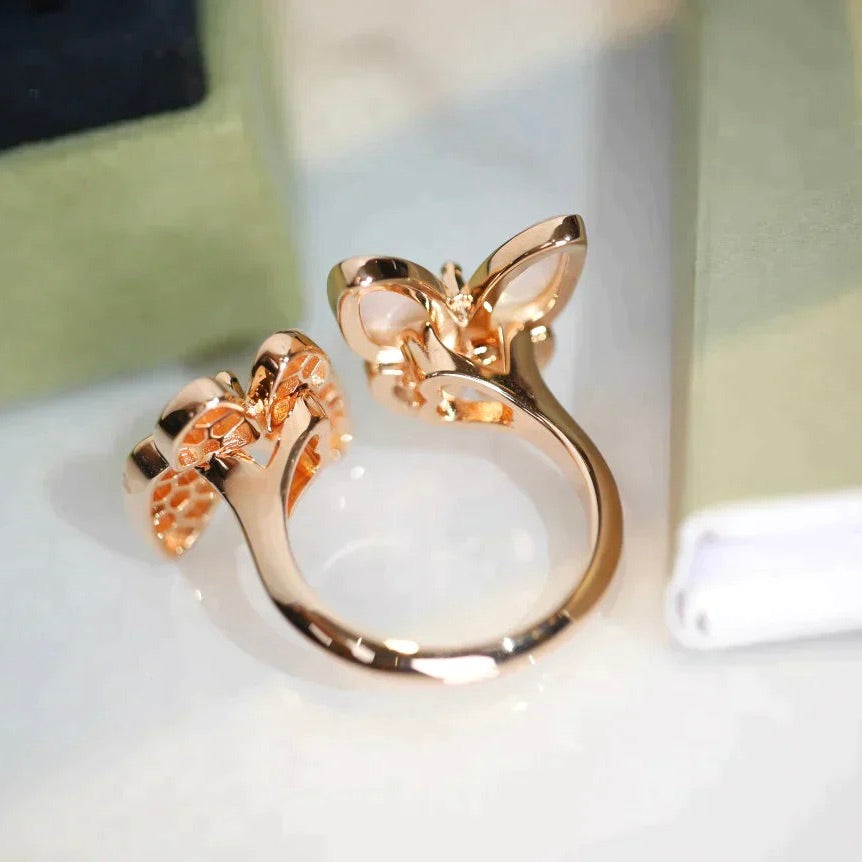 [Avelora Jewelry ]TWIN BUTTERFLY DIAMOND MOP RING