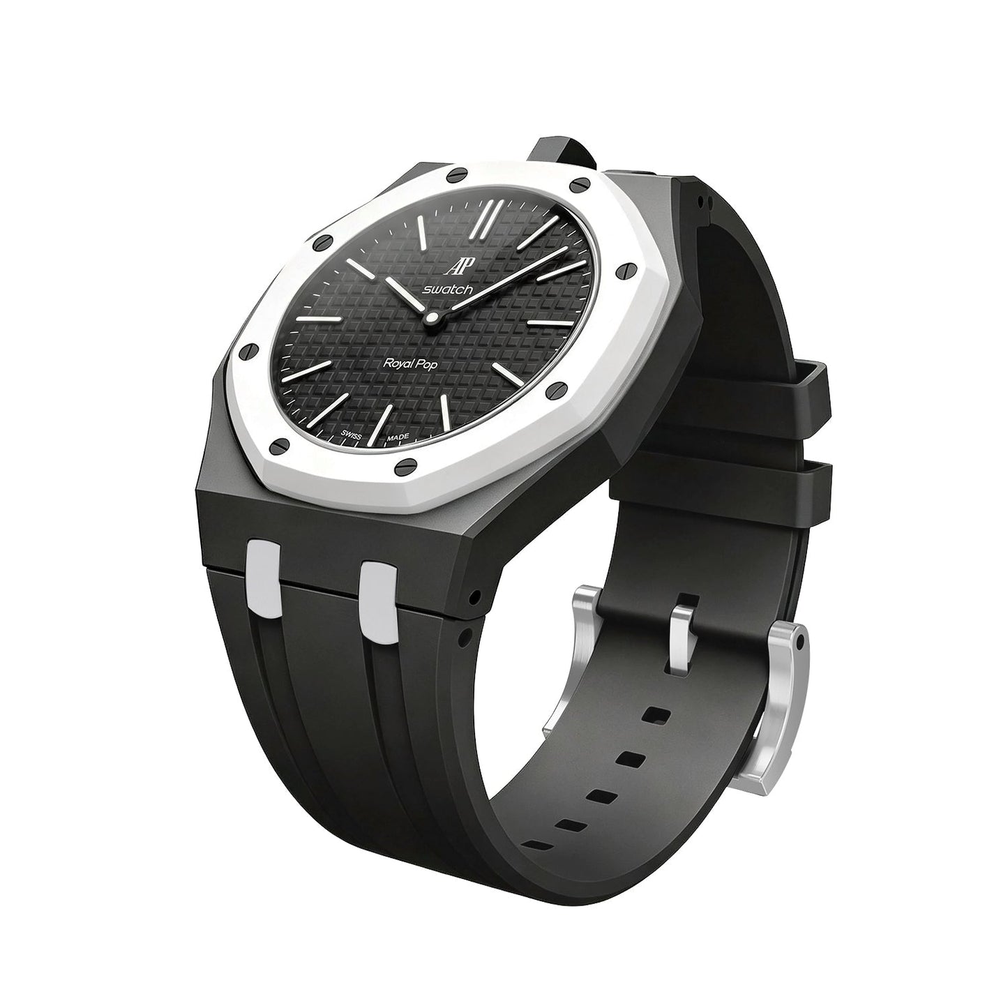 [Avelora]OAK POP EXCLUSIVE BLACK AND WHITE SILICONE STRAP