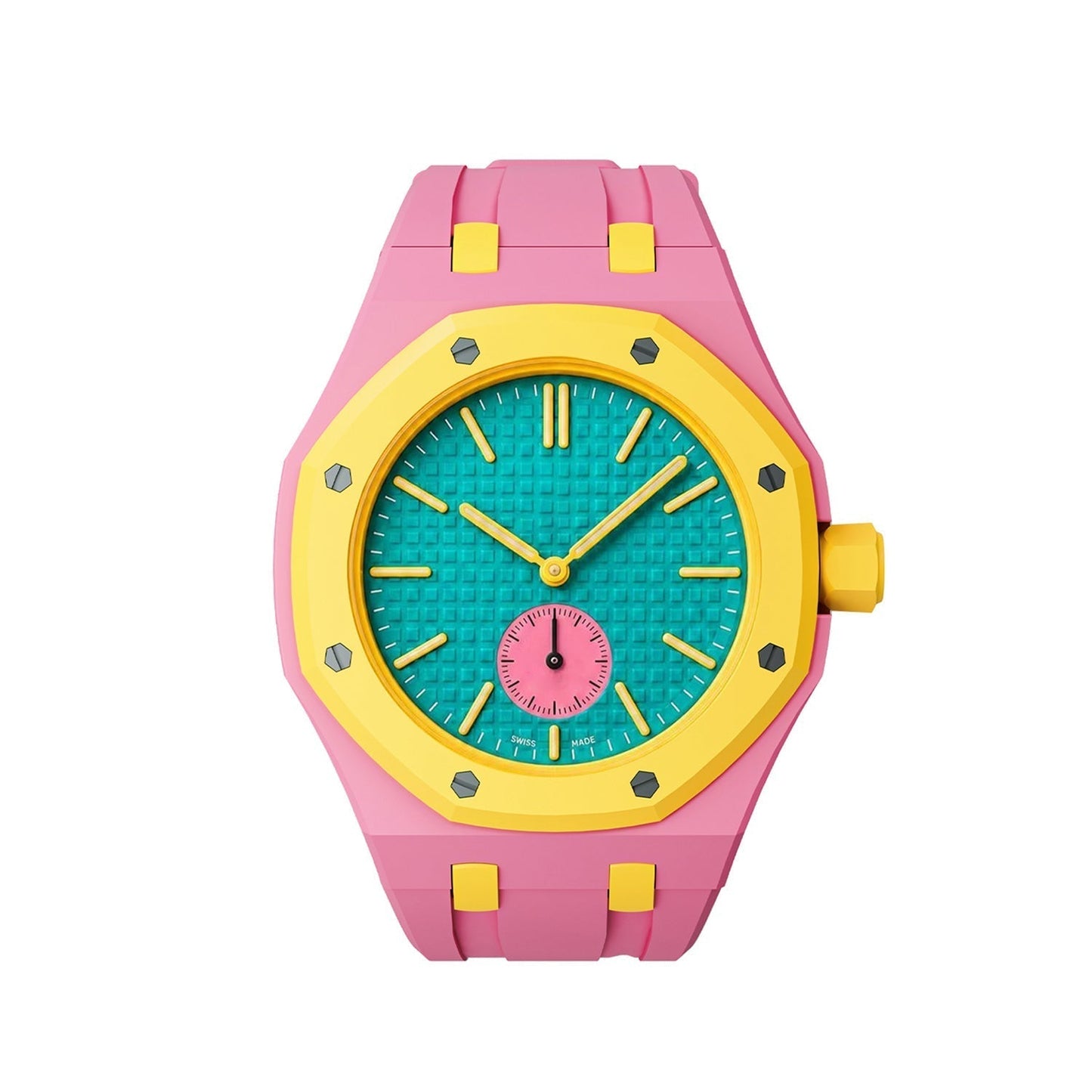 [Avelora]OAK POP EXCLUSIVE PINK AND YELLOW SILICONE STRAP