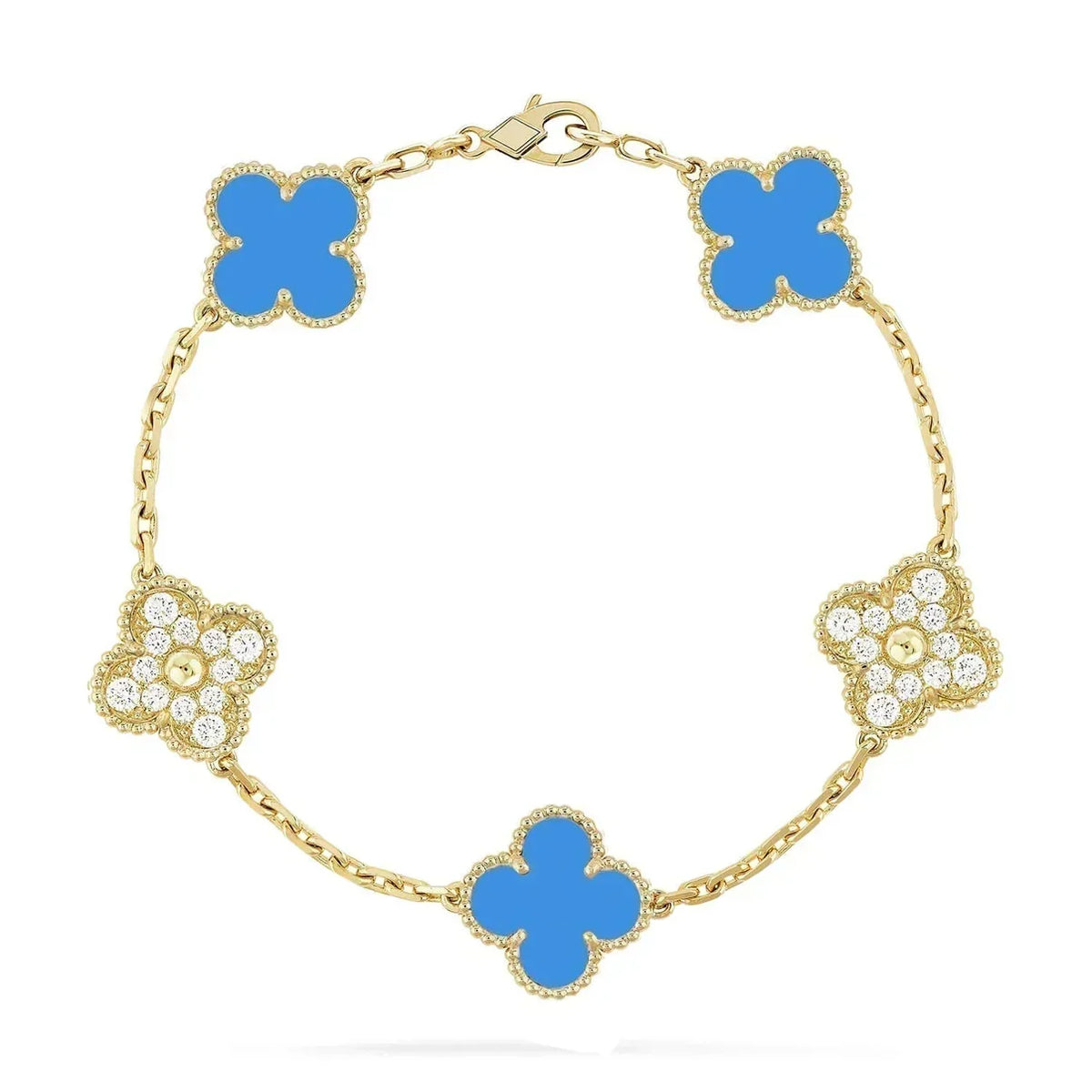 [Avelora Jewelry ] CLOVER 5 MOTIF BLUE AGATE BRACELET COLLECTION