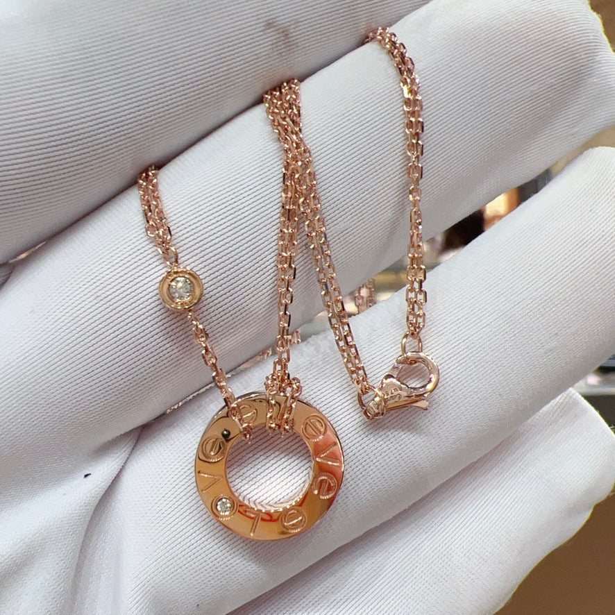 [Avelora Jewelry ]LOVE NECKLACE 16MM 2 DIAMONDS