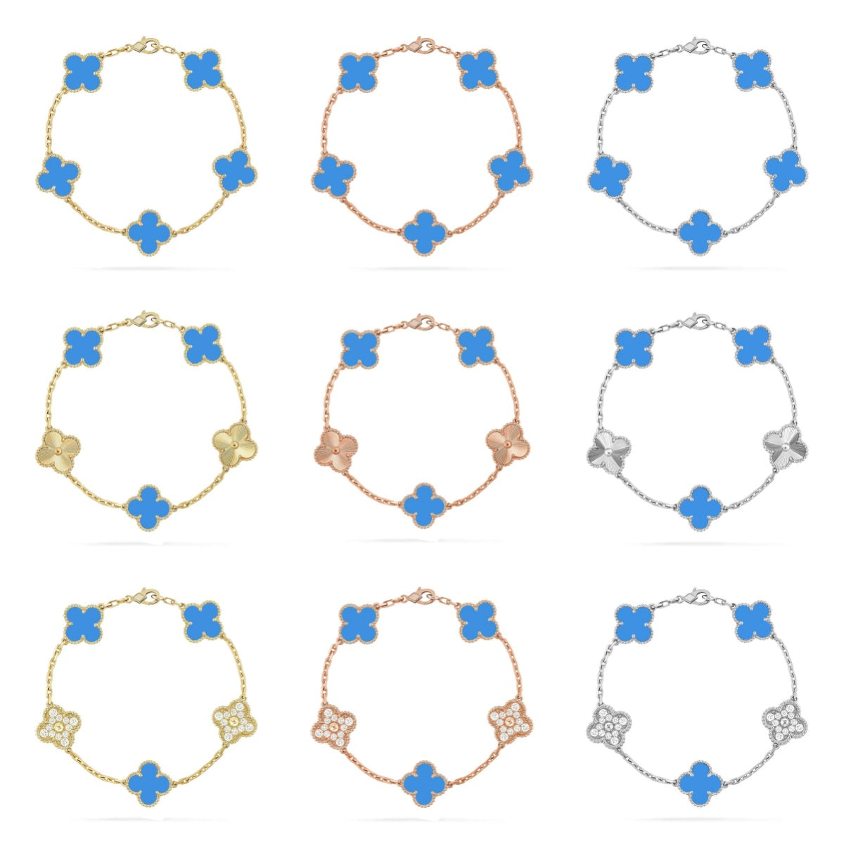 [Avelora Jewelry ] CLOVER 5 MOTIF BLUE AGATE BRACELET COLLECTION