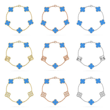 [Avelora Jewelry ] CLOVER 5 MOTIF BLUE AGATE BRACELET COLLECTION