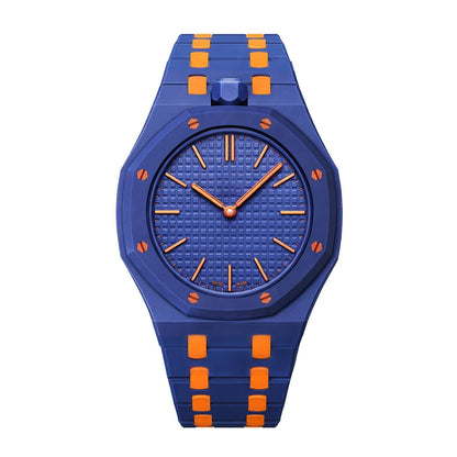 [Avelora]OAK POP EXCLUSIVE DARK BLUE AND ORANGE BIOCERAMIC STRAP