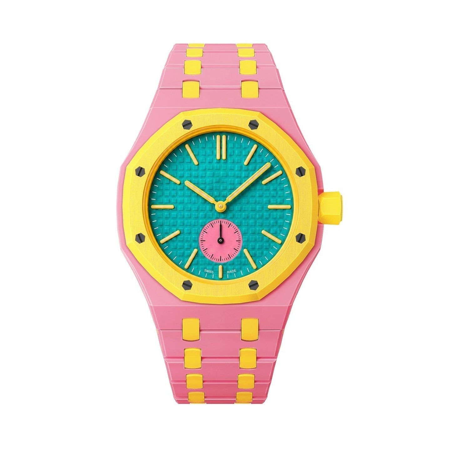 [Avelora]OAK POP EXCLUSIVE PINK AND YELLOW BIOCERAMIC STRAP