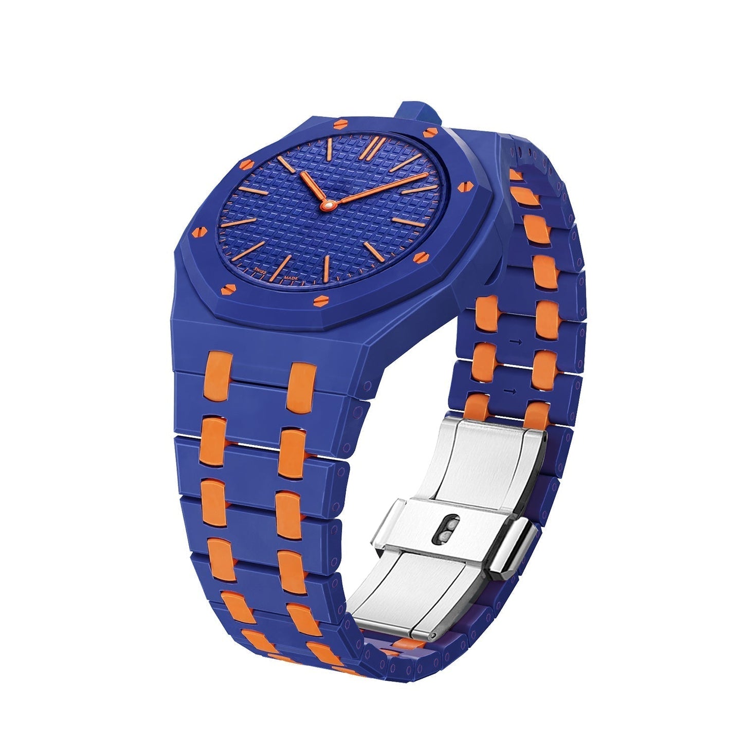 [Avelora]OAK POP EXCLUSIVE DARK BLUE AND ORANGE BIOCERAMIC STRAP