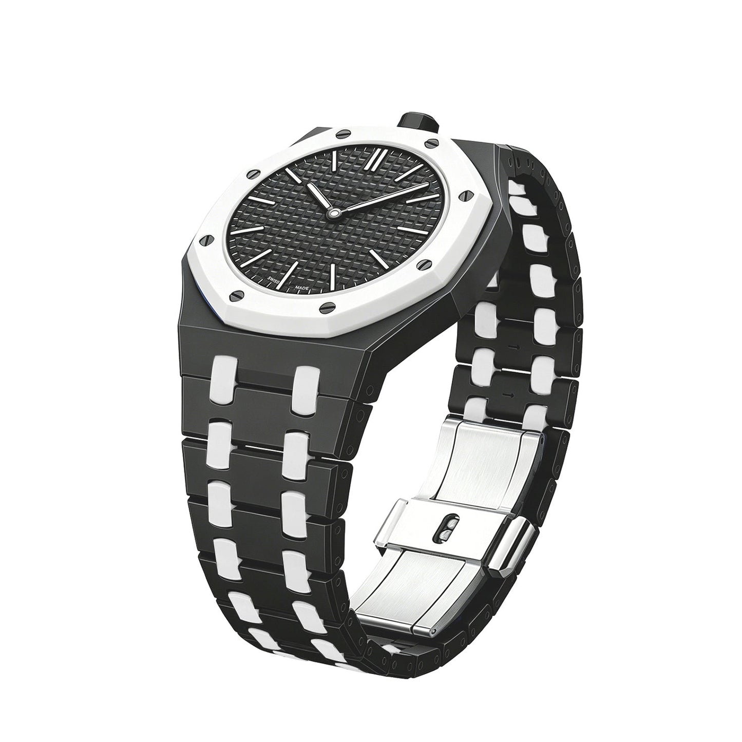 [Avelora]OAK POP EXCLUSIVE BLACK AND WHITE BIOCERAMIC STRAP