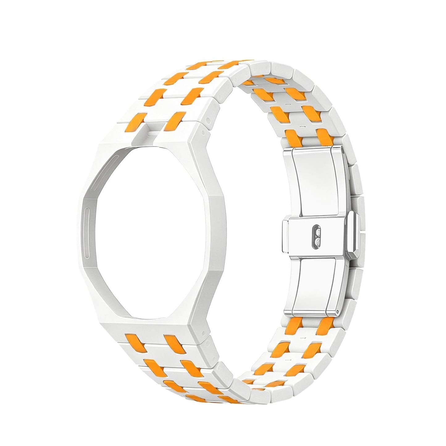 [Avelora]OAK POP EXCLUSIVE WHITE AND ORANGE BIOCERAMIC STRAP