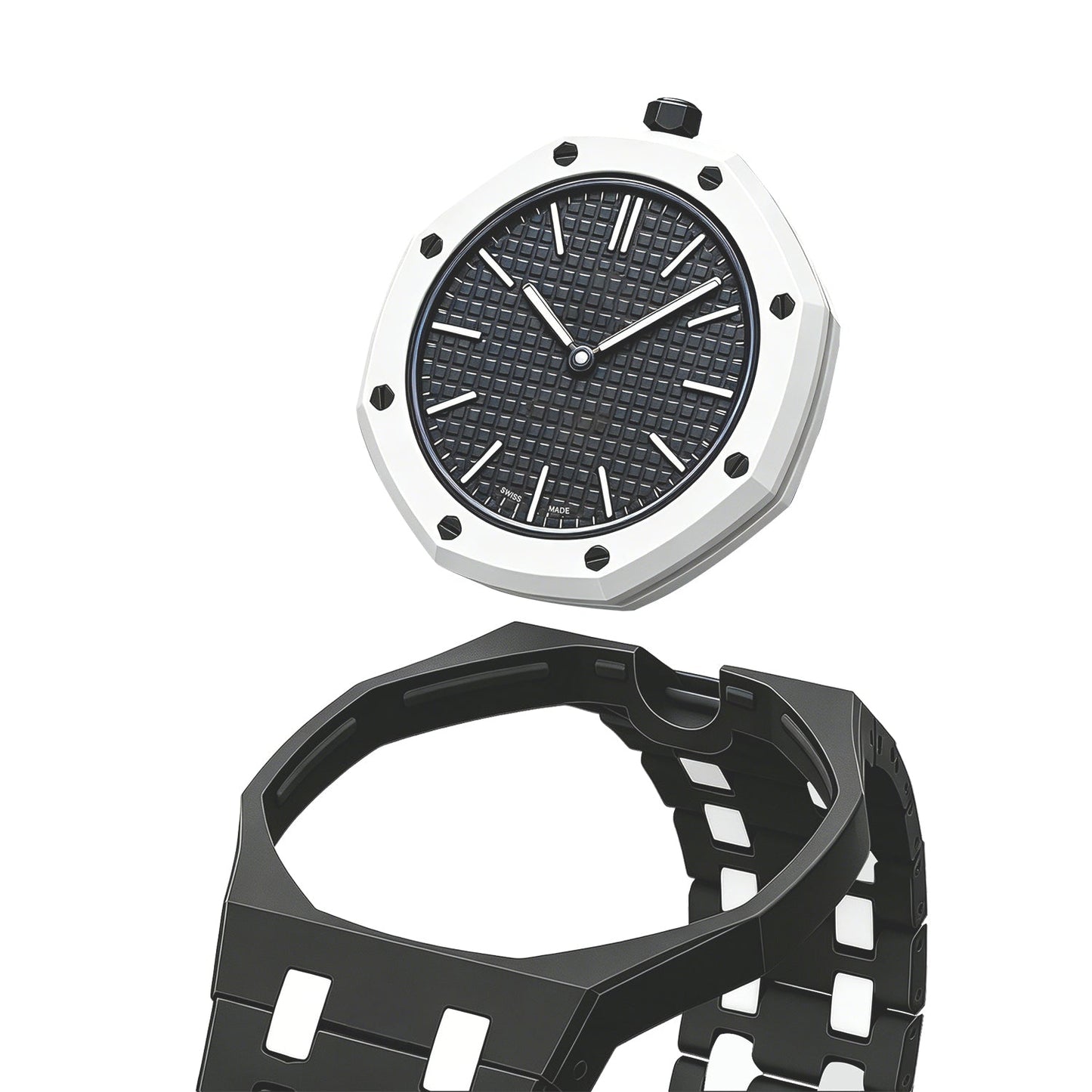 [Avelora]OAK POP EXCLUSIVE BLACK AND WHITE BIOCERAMIC STRAP