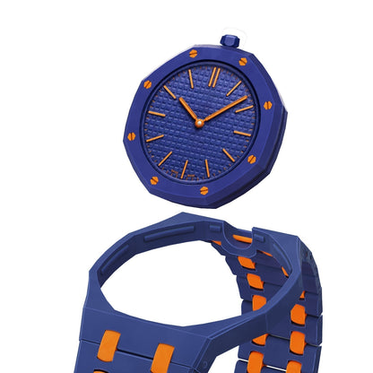 [Avelora]OAK POP EXCLUSIVE DARK BLUE AND ORANGE BIOCERAMIC STRAP