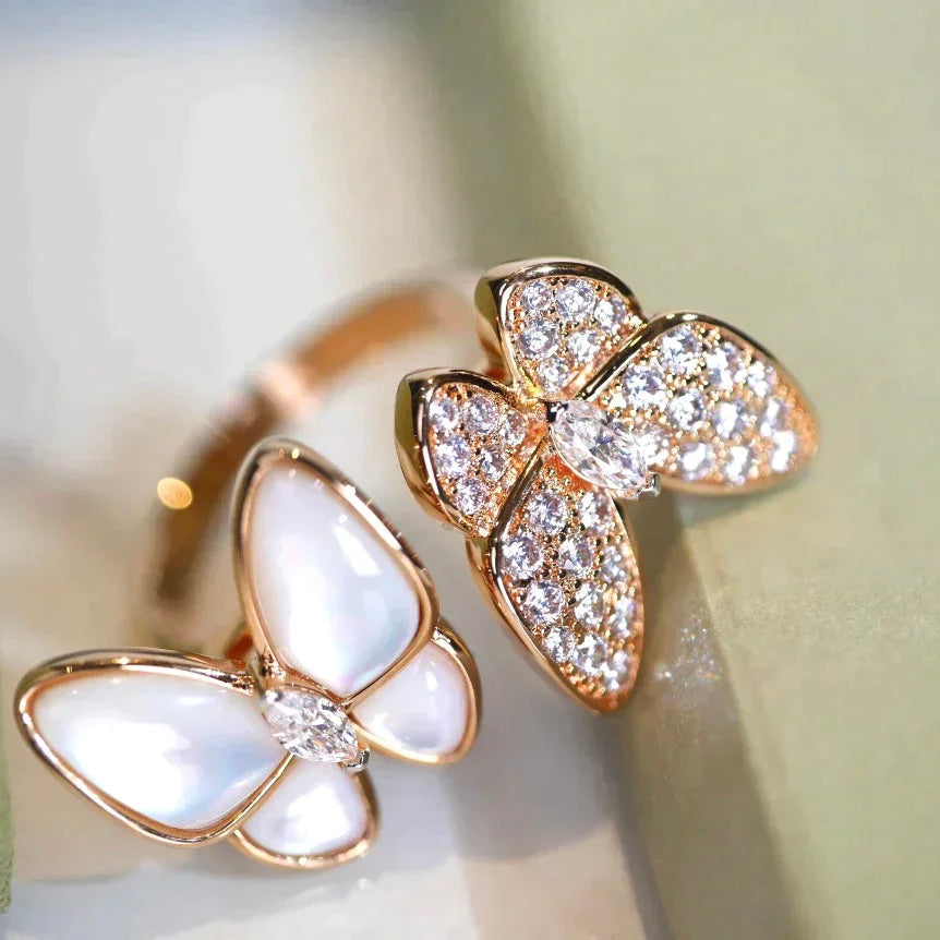 [Avelora Jewelry ]TWIN BUTTERFLY DIAMOND MOP RING