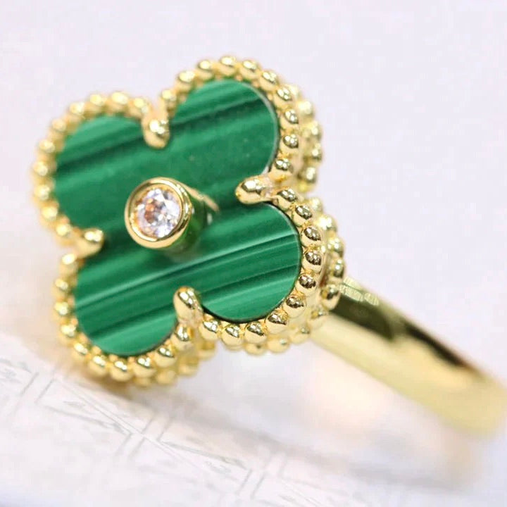 [Avelora Jewelry ]CLOVER MALACHITE RING GOLD DIAMOND