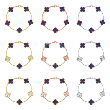 [Avelora Jewelry ]CLOVER 5 MOTIF COLOR GEMSTONES BRACELET COLLECTION