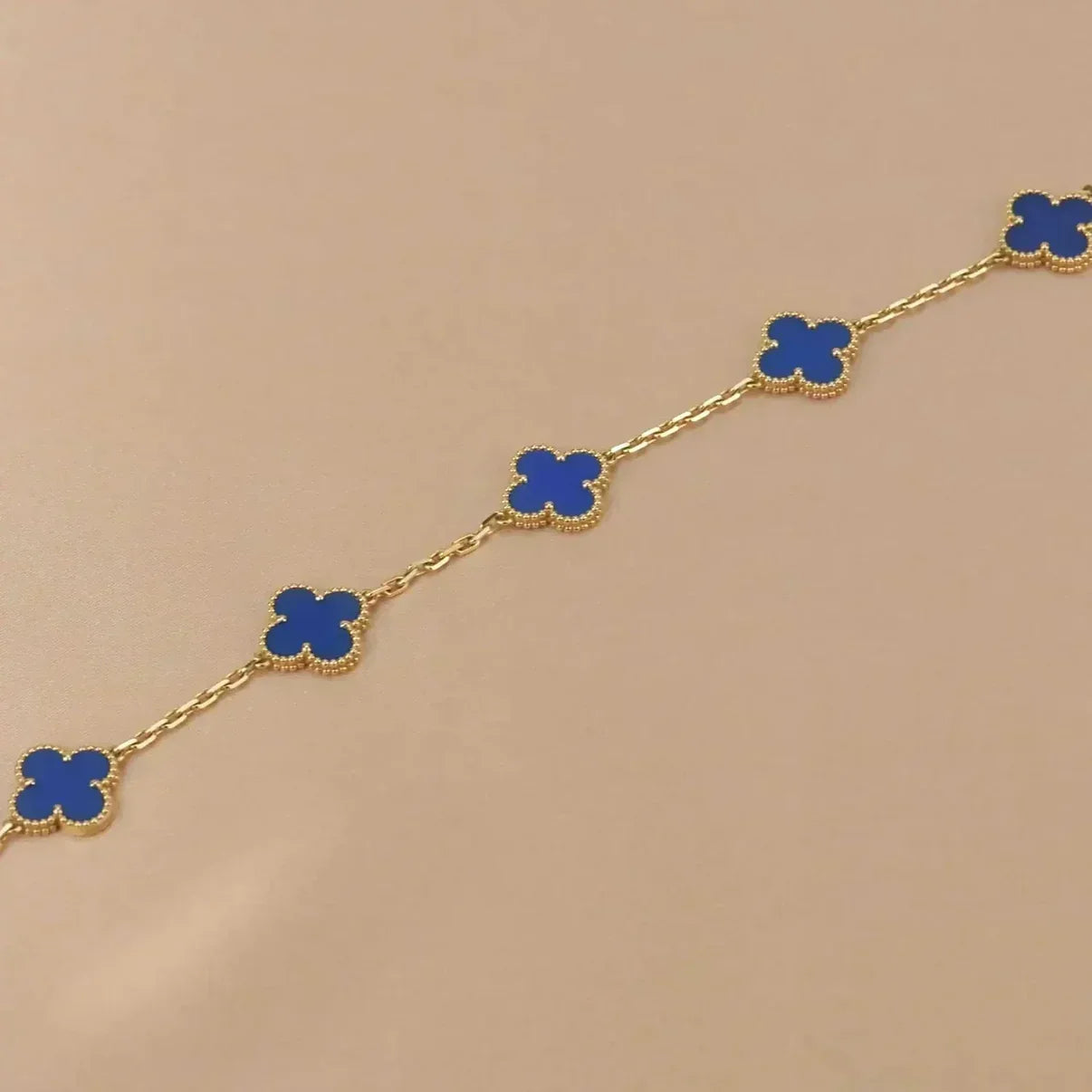 [Avelora]LUCKY CLOVER 5-MOTIF BRACELET - BLUE AGATE COLLECTION