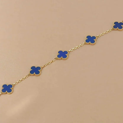 [Avelora]LUCKY CLOVER 5-MOTIF BRACELET - BLUE AGATE COLLECTION