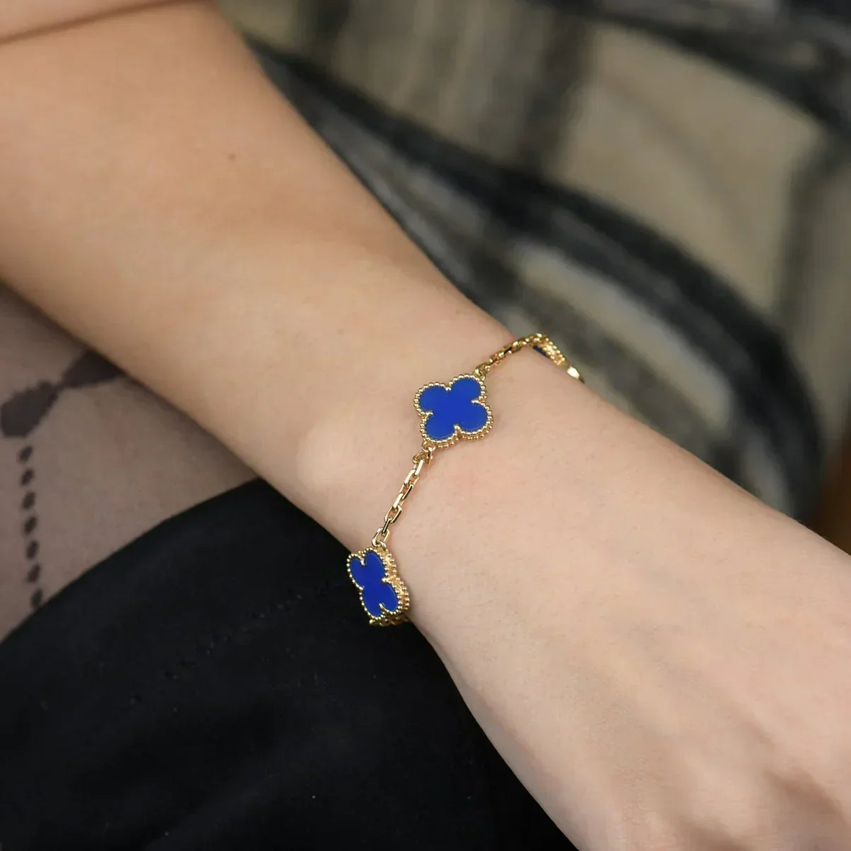 [Avelora Jewelry ] CLOVER 5 MOTIF BLUE AGATE BRACELET COLLECTION