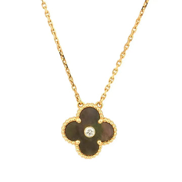 [Avelora Jewelry ]CLOVER 15MM DIAMOND AND MOTHER-OF-GREY NECKLACE
