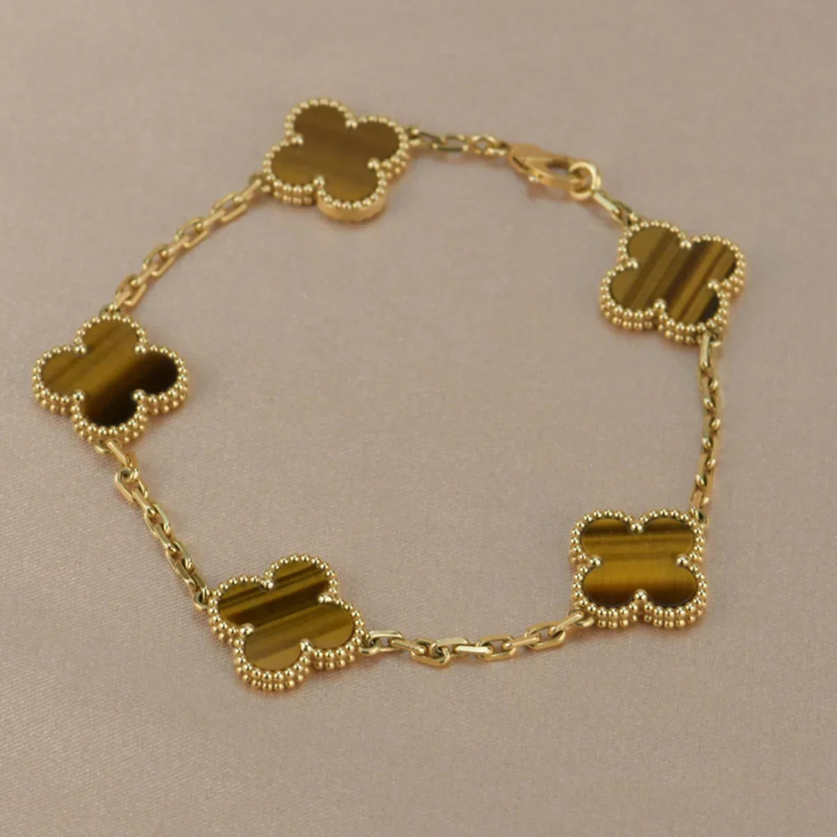 [Avelora]LUCKY CLOVER 5-MOTIF BRACELET -  TIGER’S EYE COLLECTION