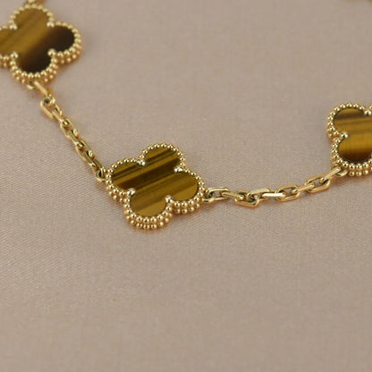 [Avelora]LUCKY CLOVER 5-MOTIF BRACELET -  TIGER’S EYE COLLECTION