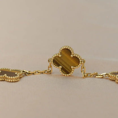 [Avelora]LUCKY CLOVER 5-MOTIF BRACELET -  TIGER’S EYE COLLECTION