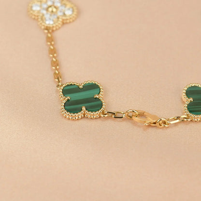 [Avelora]LUCKY CLOVER 5-MOTIF BRACELET - MALACHITE COLLECTION