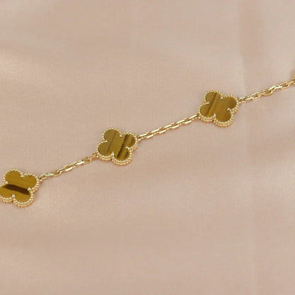 [Avelora]LUCKY CLOVER 5-MOTIF BRACELET -  TIGER’S EYE COLLECTION