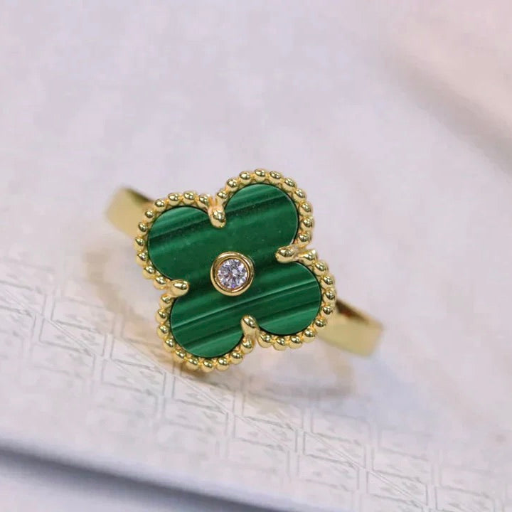 [Avelora Jewelry ]CLOVER MALACHITE RING GOLD DIAMOND