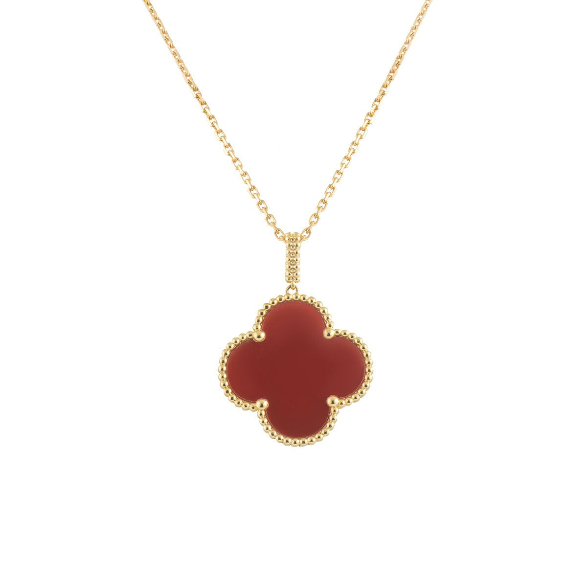[Avelora Jewelry ]CLOVER 25MM NECKLACE GOLD CARNELIAN