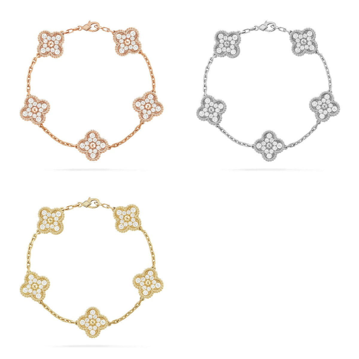 [Avelora Jewelry ] CLOVER 5 MOTIF FULL DIAMOND BRACELET COLLECTION