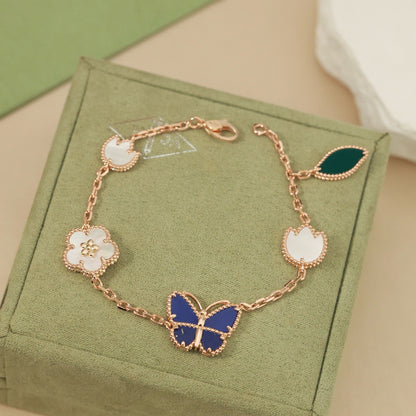 [Avelora]SPRING ENCHANTMENT BUTTERFLY & FLORAL CHARM BRACELET