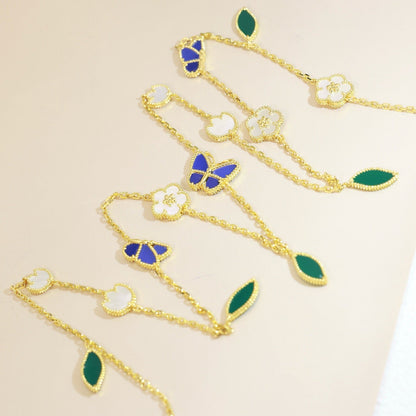 [Avelora]LUCKY SPRING BUTTERFLY & FLOWER STATEMENT NECKLACE - 15-MOTIF FLORAL DESIGN