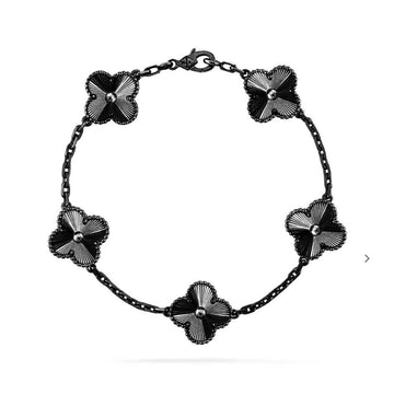[Avelora Jewelry ]CLOVER 5 MOTIF BLACK BRACELET