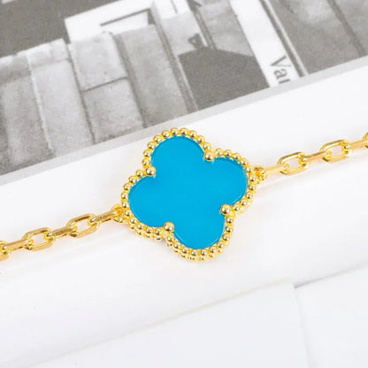 [Avelora]LUCKY CLOVER 5-MOTIF BRACELET - TURQUOISE COLLECTION