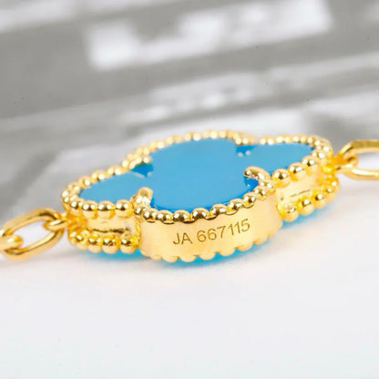 [Avelora]LUCKY CLOVER 5-MOTIF BRACELET - TURQUOISE COLLECTION