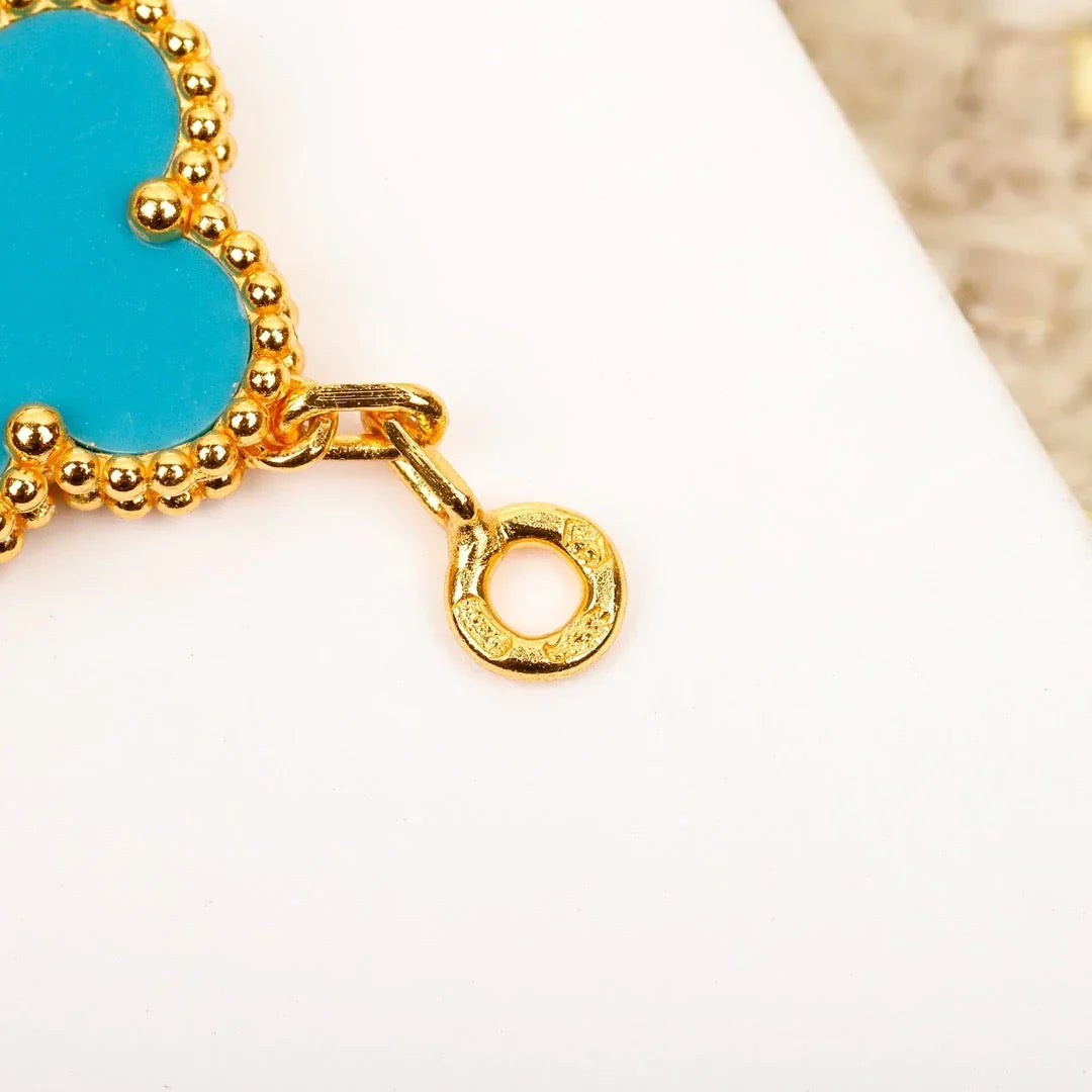 [Avelora]LUCKY CLOVER 5-MOTIF BRACELET - TURQUOISE COLLECTION