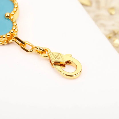 [Avelora]LUCKY CLOVER 5-MOTIF BRACELET - TURQUOISE COLLECTION