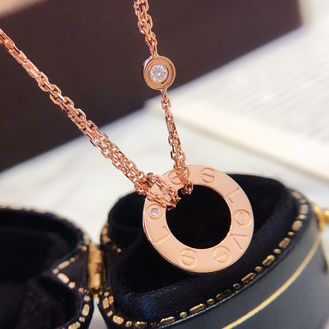 [Avelora Jewelry ]LOVE NECKLACE 16MM 2 DIAMONDS