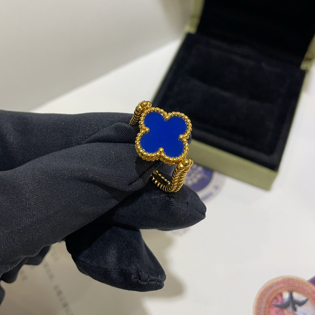 [Avelora Jewelry ]CLOVER RIVERSIBLE BLUE AGATE RING