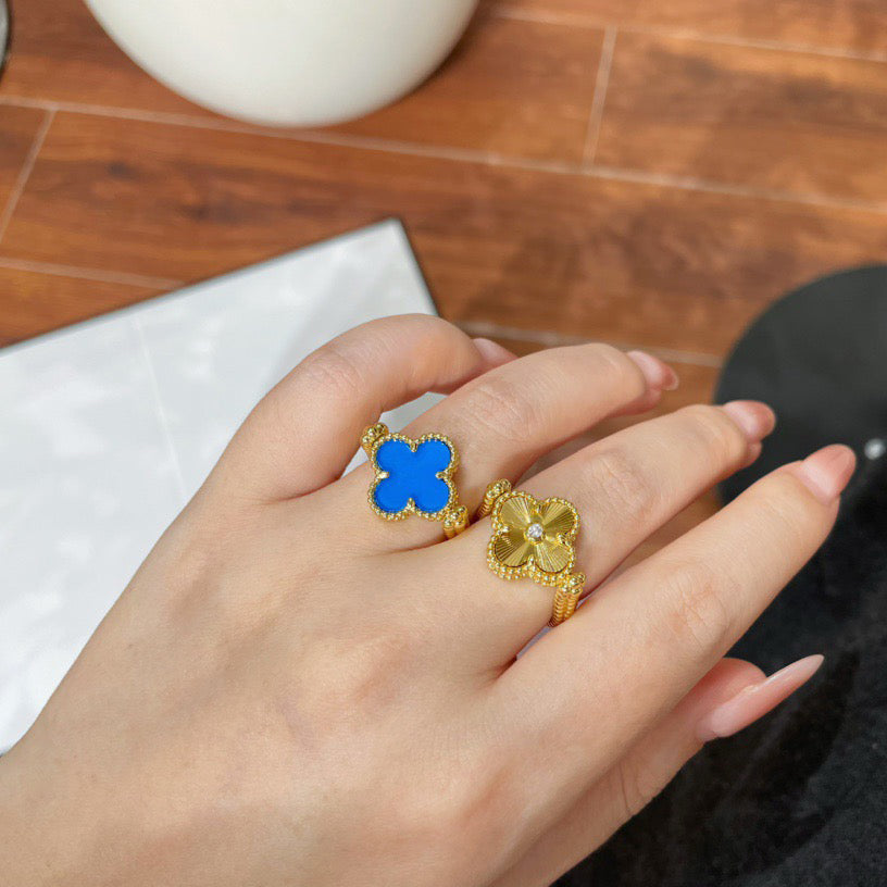 [Avelora Jewelry ]CLOVER RIVERSIBLE BLUE AGATE RING